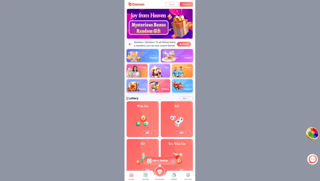 Daman Games Login, Registration, Gameplay, Deposits, and Withdrawals